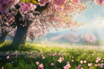 Obraz premium Blooming spring concept bursts with vibrant flowers in full bloom