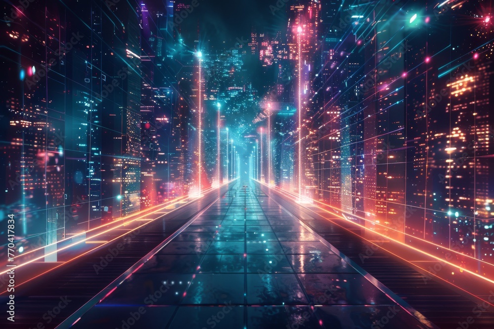 Poster abstract background data flow on futuristic technology.