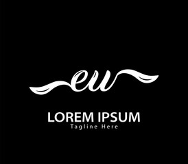 Initial handwriting letter EU logo design. EU logo design. EU logo design vector template in black background.