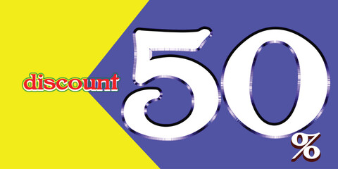 50% discount, white letters, shiny silver border, used for advertising to promote men during special discount promotions.