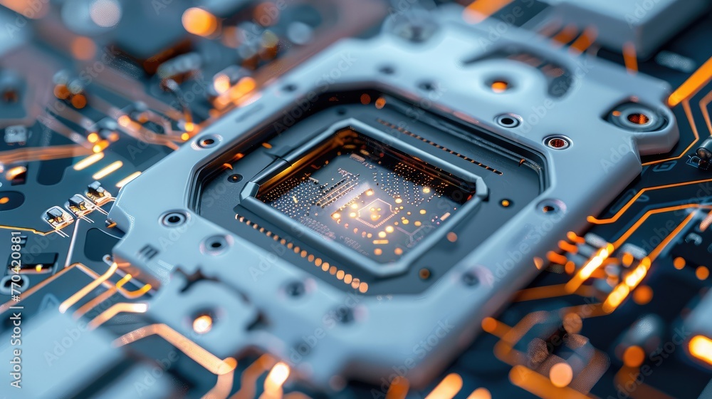 Fototapete artificial intelligence microchip. generative ai.