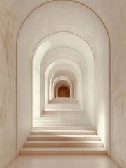 Obraz premium white neutral archway, diagonal composition wide shot, white neutral tones