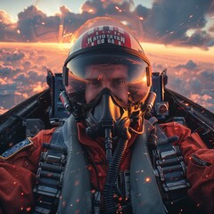 jet fighter pilot in a cockpit - obrazy, fototapety, plakaty