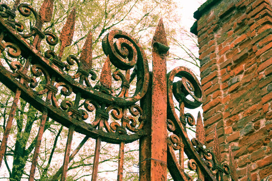 Gate iron wrought ancient rust vision view landscape