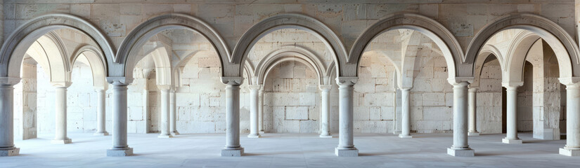 A white pillar stands out in a composition reminiscent of medieval art on a panoramic scale.