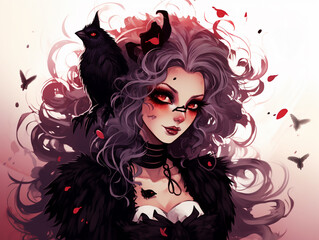 Fototapeta premium An omen in the background ,cute, elegant, fantasy, sharpen, graphic design, illustration