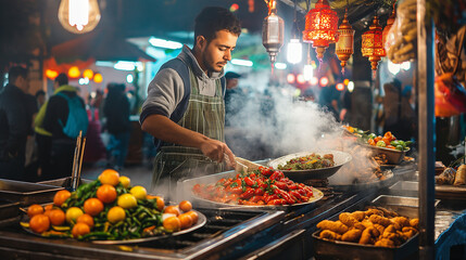  Morocco's Vibrant Night Market - obrazy, fototapety, plakaty