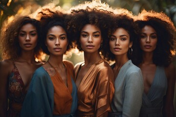 Obraz premium Portrait of diverse group of beautiful women with natural beauty and glowing smooth skin