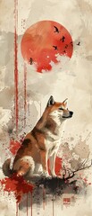 Traditional Japanese watercolor style meets modern Dogecoin, a fusion of historic artistry and digital currencys charm , high resolution DSLR, 8K, high detailed, super detailed , ultra HD, 8K resoluti