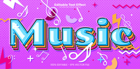 Music Editable text effect in memphis trend style