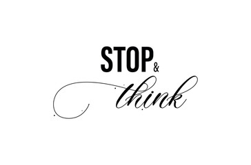 stop and think sign on white background