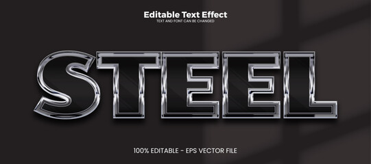 Steel editable text effect in modern trend style