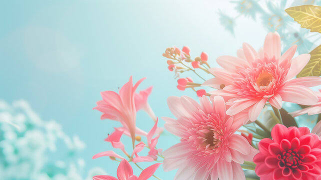 Spring flower blossom background with beautiful flowers. anner, wallpaper,  greeting card or spring-themed designs