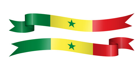 set of flag ribbon with colors of Senegal for independence day celebration decoration