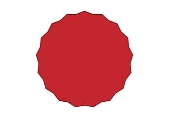 Icono negro de pegatina roja en fondo blanco.