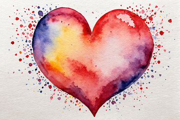 Watercolor heart. Concept for love and relationship