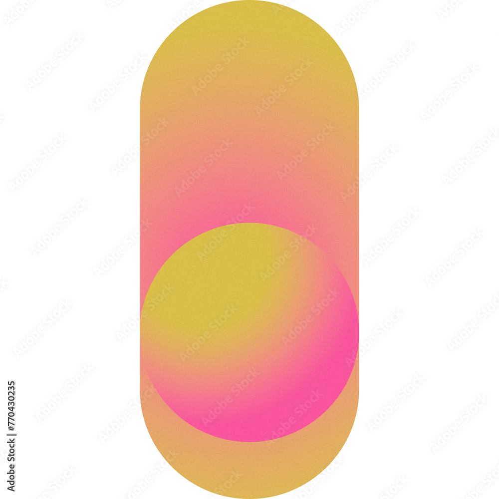 Poster geometric gradient shape, isolated element with noise texture, colorful png