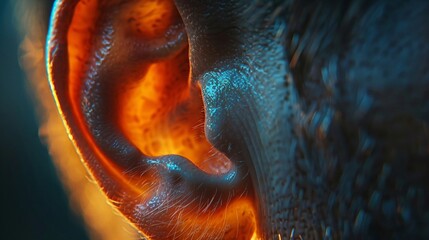 Closeup, translucent eardrum and cell details, hyperrealistic, professional color grading, clean sharp, superdetailed, no contrast , professional color grading
