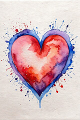 Watercolor heart. Concept for love and relationship - obrazy, fototapety, plakaty