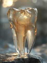 Translucent tooth, hyperrealistic, clean sharp focus, closeup, superdetailed, professional color grading, no contrast ,clean and sharp focus - obrazy, fototapety, plakaty