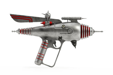 Retro ray gun isolated on white background. 3D illustration - obrazy, fototapety, plakaty