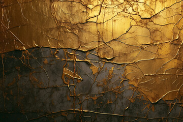 The interplay of dark tones and golden cracks offers a sophisticated abstract perspective