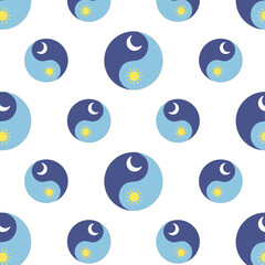 Background yin and yang sun and moon. Vector illustration.
