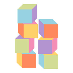 Children's cubes set on a white background. Vector illustration.