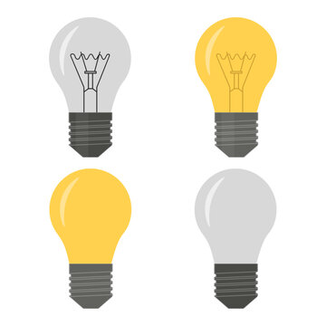 Electric light bulb icon set. Vector illustration.