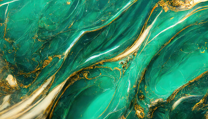Green and gold marble background