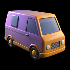 van parked on a black background.
