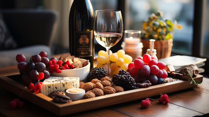 Wine and snack pairing: Elegant combination of wine and snacks.