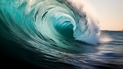 Extreme close up of thrashing emerald ocean waves