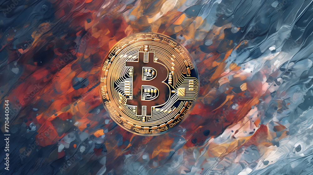 Poster a bitcoin with an abstract background