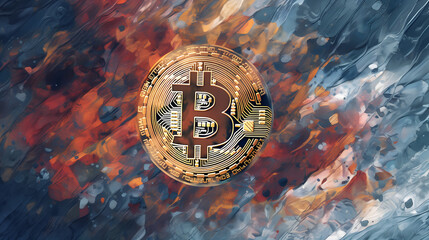 a Bitcoin with an abstract background