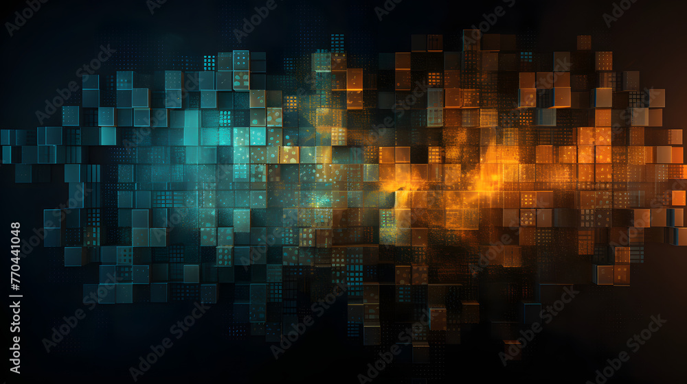 Poster a image showing a cryptographic network in the dark