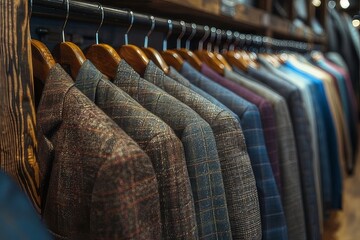 Rows of men suit jackets concept