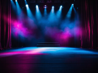 Vibrant Stage Ambiance, Abstract Empty stage Montage Effects.