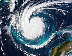 Obraz premium Tropical Cyclone: A Bird's Eye View from Space