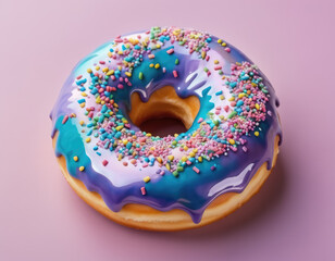 Generative ai picture of delicious tempting glazed sweet donut with topping.