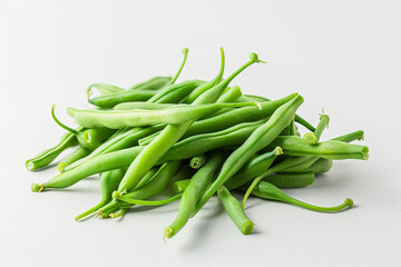 Green beans fresh on white background.