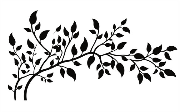 Abstract hand drawn flowers and trees on white background.