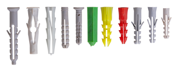 Plastic dowels used to attach metal screws to brick walls.