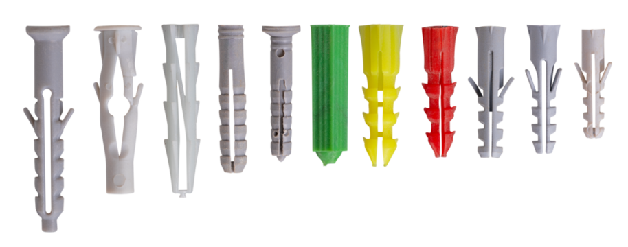 Plastic dowels used to attach metal screws to brick walls.