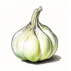 Garlic, vegetable, Illustration, isolated on white background