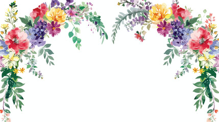 Watercolor Floral Arches Flat vector isolated on white