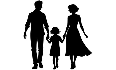 silhouettes of happy family