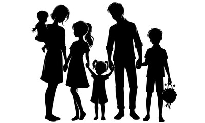 silhouettes of happy family