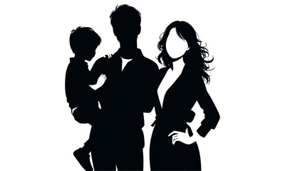 silhouettes of happy family