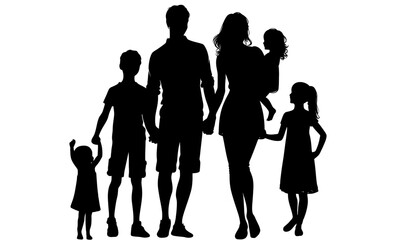 silhouettes of happy family